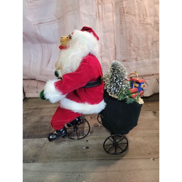 Santa on bike sack toy bag Teddy present tree train decor figure xmas decor - Picture 4 of 7
